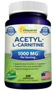 aSquared Nutrition Acetyl L-Carnitine 1000mg Max Strength - 200 Veggie Capsules - High Dosage Acetyl L Carnitine HCL (ALCAR) Supplement Pills för att stödja ren energi, hjärnfunktion och fettsyra