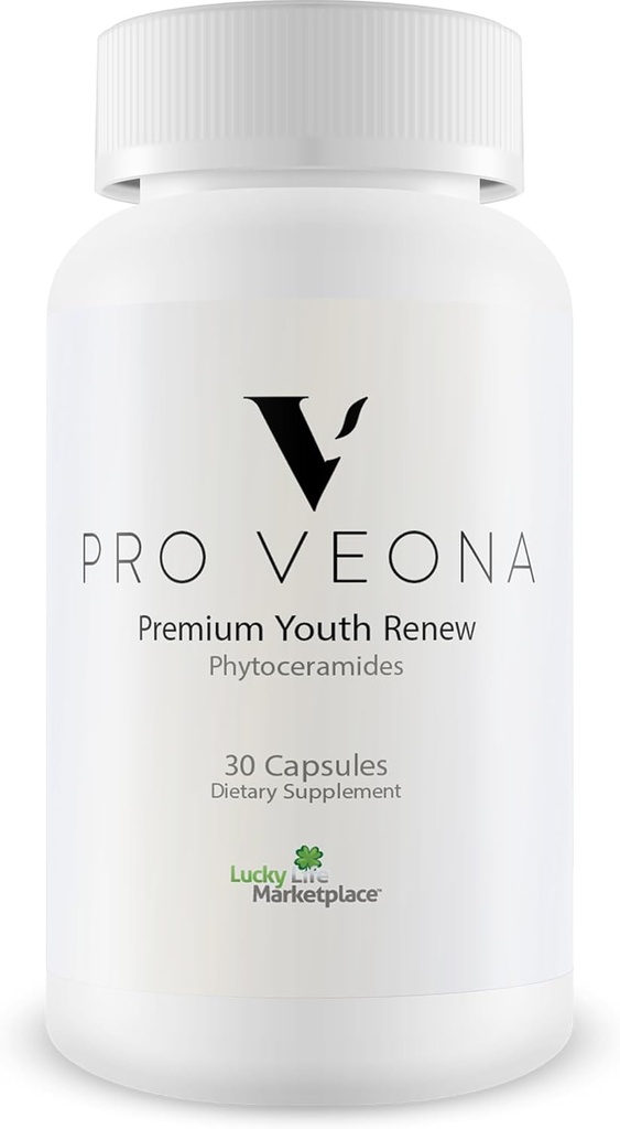 Pro Veona Phytoceramides - Premium Phytoceramides Supplement med viktiga vitaminer - Stöd för yngre utseende hälsosam hud - Hjälp till att minska torr hud och förbättra hydrering - Främja Collagen Production