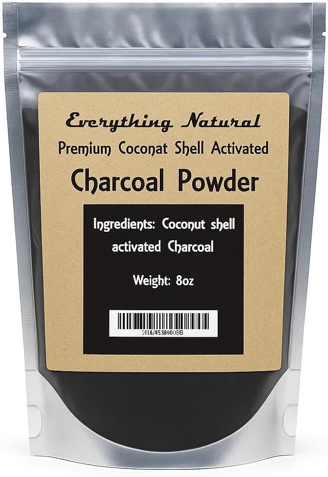Extra stort aktivt kolpulver. Food Grade, lindrar Gas & Bloating, Natural Teeth Whitener, föryngrar hud, främjar naturlig avgiftning som härrör från Coconut Shells