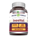 Fantastiska formler Inositol 500 mg 200 kapslar Supplement | Vitamin B8 | Icke-GMO | Gluten Free | Made in USA