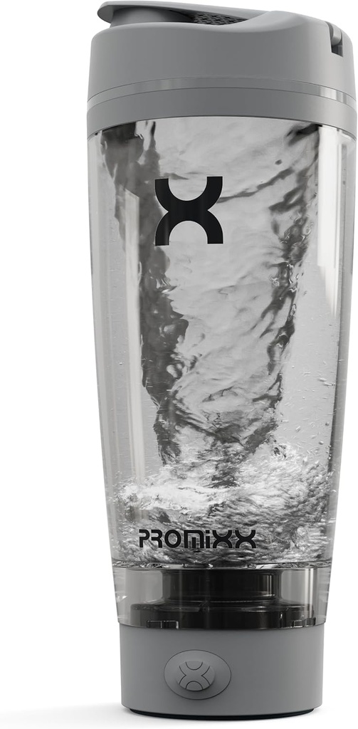 Promixx PRO Shaker Bottle New Edition - Rechargeable, Powerful for Smooth Protein Shakes - inkluderar Supplement Storage, BPA Free, 20oz Cup, Cool Gray