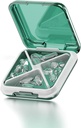 Small Pill Box Waterproof Travel Pill Case Portable Daily Pill Container Pill Holder för Purse 4 Compartments Pocket Compact Medicine Organizer för fiskoljor, tillägg,Medication (Gröna)
