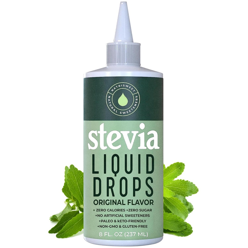 Stevia Liquid Drops, 8 Fl oz, 1823 Servings, Pure Concentrated Drops med Zero Calories & Zero Carbs, Delicious Sugar Substitute Great for Keto & Paleo Diets, av Natrisweet