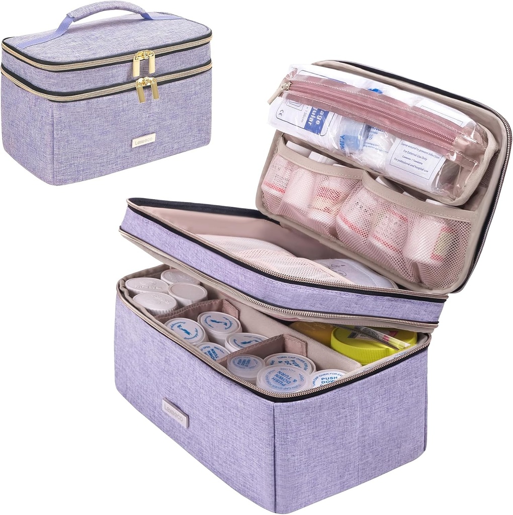 Medicin Storage Bag Pill Bottle Organizer med Portable Small Pouch Travel Medication Bottle Organizer för Emergency Home First Aid Box Kit (Purple)