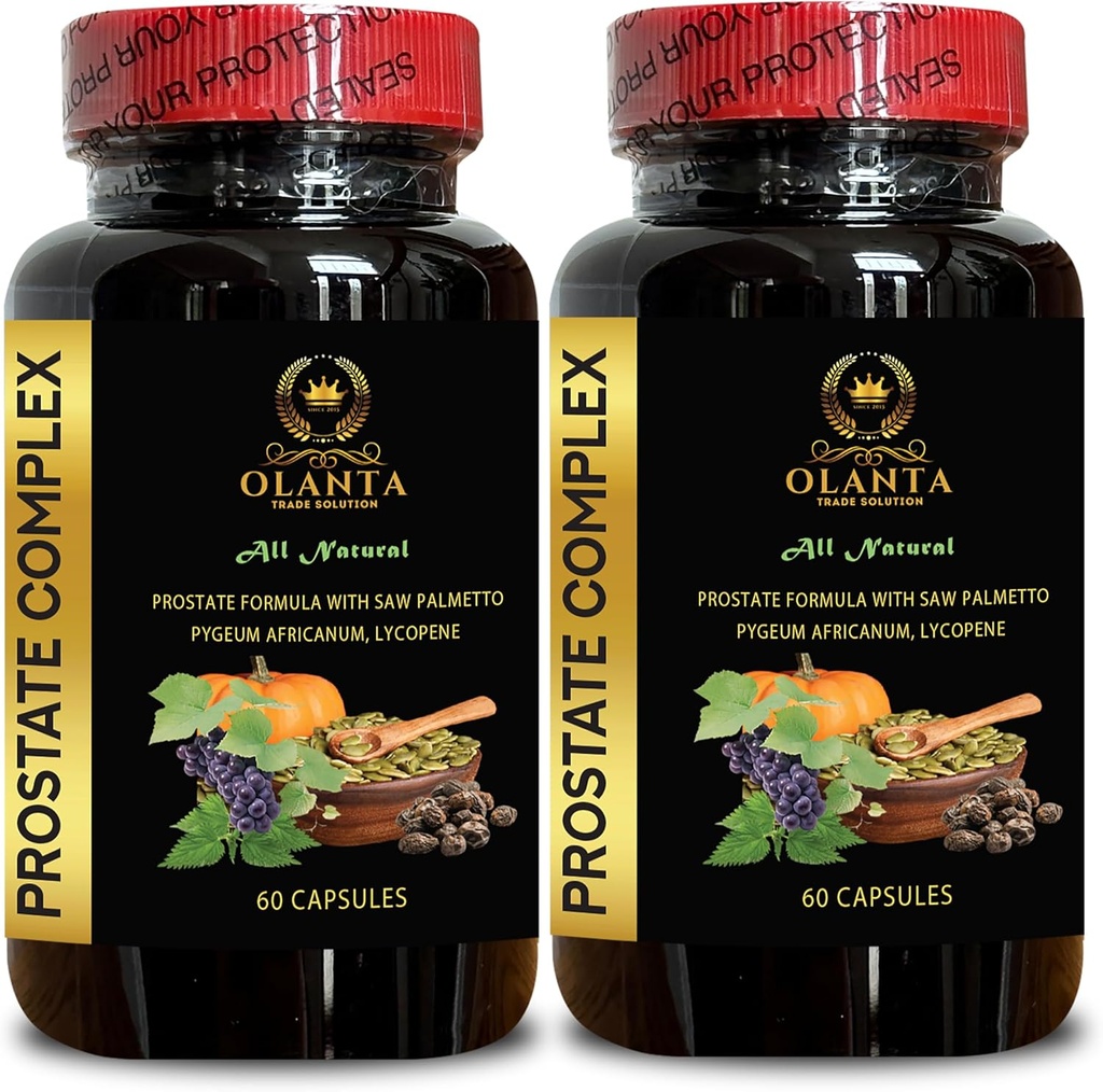 Prostate Complex All Natural - End Nighttime Bathroom Trips, Prostate Healthy Vitamins, Supports Healthy Urinary Tract Function for Men - 2 Bottles 120 Capsules