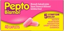Pepto Bismol Caplets for Nausea, Heartburn, Indigestion, Upset Stomach och Diarrhea, 5 Symptom Fast Relief i en bekväm form, 40 ct