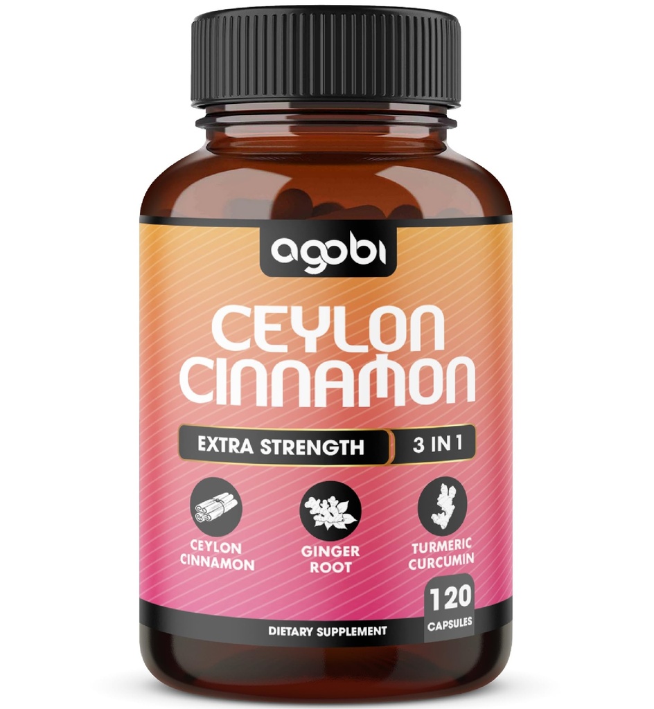 Ceylon Cinnamon kapslar - Kombinerat med Ginger Root och gurkmeja Curcumin Supplement - 120 Vegan kapslar