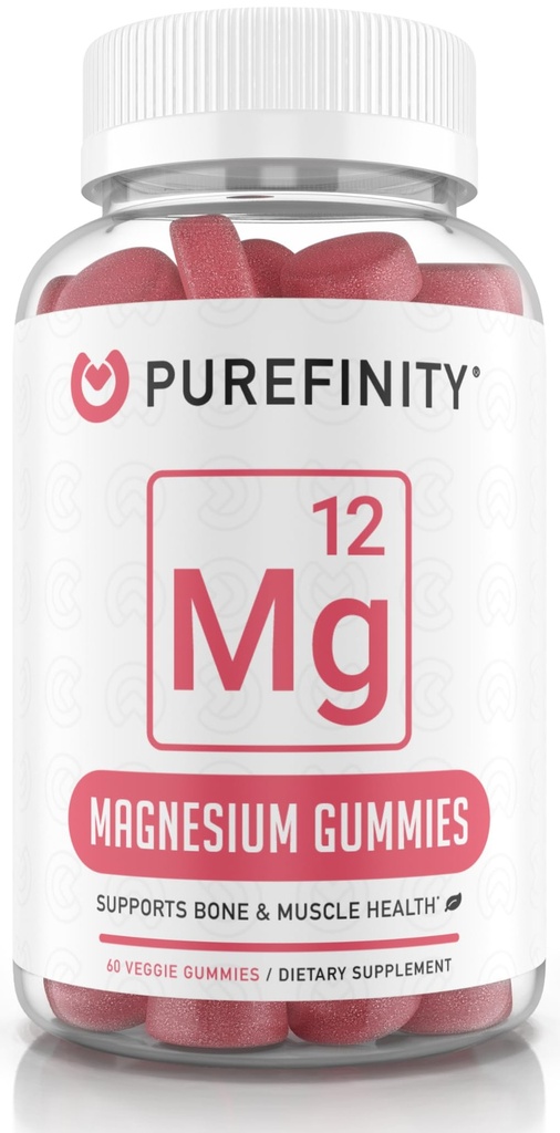 Magnesium Citrate Gummies 600 mg för vuxna - Hög Absorption Supplement för kramper, muskelåterhämtning, sömn, ben och energistöd - Non-GMO, Allergen Free - 60 Vegan Gummies