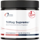 Designs for Health TriMag Supreme Powder - 300mg Triple Magnesium Drink - Kan stödja hjärthälsa och energi - Magnesium Orotate, Glycerophosphate + Bisglycinate Chelate (30 portioner / 150g)