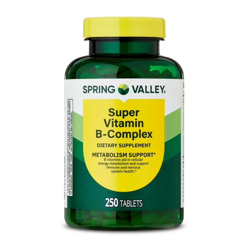Spring Valley Super Vitamin B-Complex tabletter Dietary Supplement (250 tabletter) - Ny look