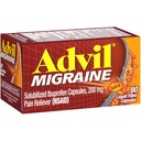 Advil Migraine Pain Reliever, Solubilized Ibuprofen 200mg, 80 greve, flytande fyllda kapslar, kraftfull Migraine Relief