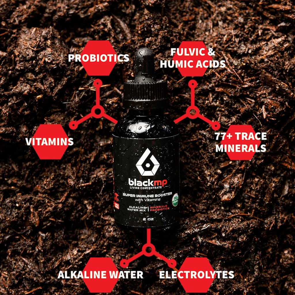 Super Immune Booster Drops med vitaminer - Pharmaceutical Grade Fulvic & Humic Acids & USDA Certified Organic Probiotics. Återställer Gut Health, stärker immunsystemet och kroppsliga funktioner. 2oz