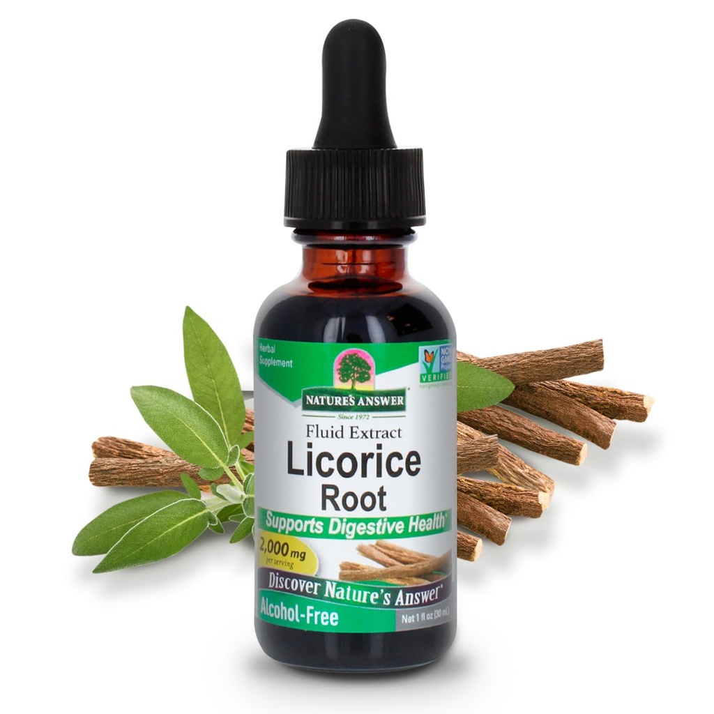 Naturens svar Licorice Root | Herbal Supplement | Stöder Digestive Health | Non-GMO & Kosher | Alkoholfri, Gluten-Free & Vegan 1oz (2 Pack)