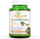 NutreeVit 100% organisk kraftfull superfood Formel - Immun System Booster Energy Pills med Moringa, Spirulina, Wheatgrass och Kelp - 90 greve flaska