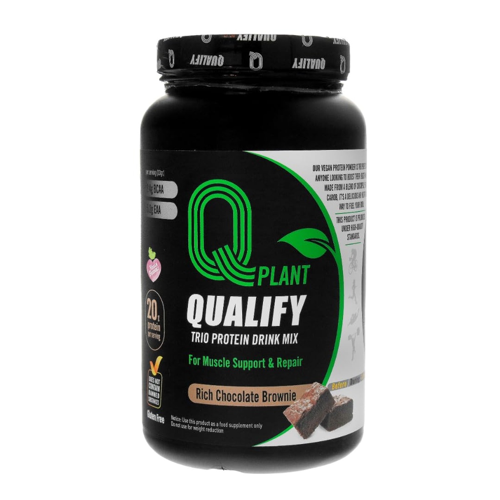 Plant Protein Powder Mix, Trio Rich Chocolate Brownie smaksatt, Gluten Free, Vegan, Hög Kosher, 20g Protein, 2.4g BCAA, 26.4 Ounce