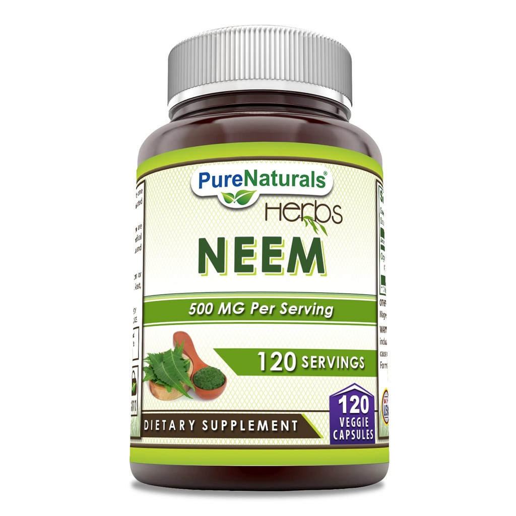 Rena Naturals Neem (Made with Natural Neem Leaf) | 500mg 120 Veggie Capsules Supplement | Icke-GMO | Gluten Free | Tillverkad i USA | Perfekt för vegetarianer