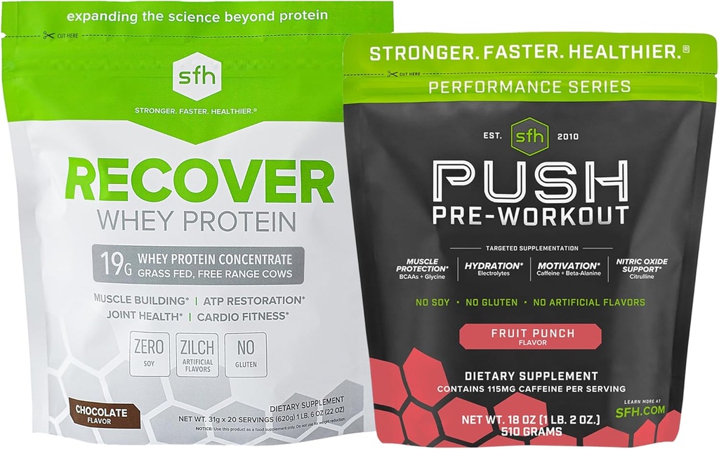 SFH Pre och Post Workout Bundle | Push Fruit Punch Bag + Recover Chocolate Bag