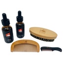 G.B.S All Natural Beard Grooming Set - Inkluderar Wooden Beard Comb, Travel Beard Brush och Mustache Comb - Perfekt för alla hårstrukturer