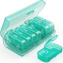 AUVON XL Weekly Pill Organizer 2 gånger om dagen, Pill Box 7 Day med One-Side Stora öppningar för lätt att använda, Cyan AM PM Pill Case för medicinering, vitaminer, fiskoljor, kosttillskott
