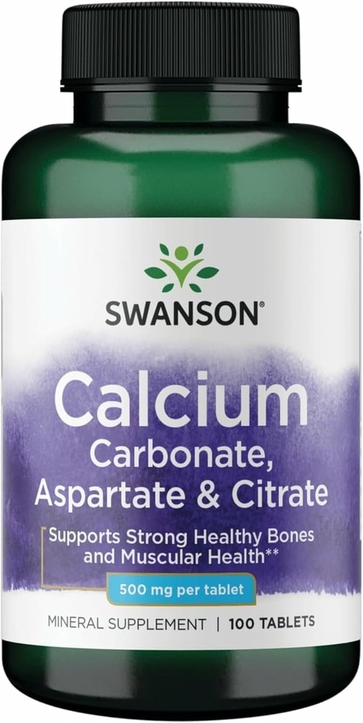 Swanson Calcium (Carbonate Aspartate & Citrate) 500 Milligram 100 flikar
