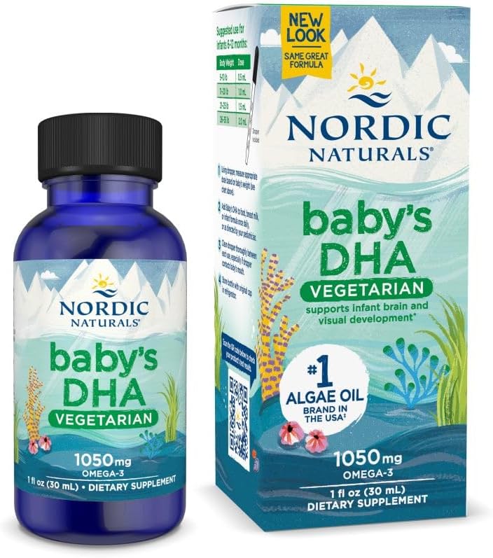 Nordic Naturals Baby's DHA Vegetarian, Unflavored - 1050 mg Plant-Based Omega-3-1 oz - Stöder Brain & Vision Development hos spädbarn - Icke-GMO, Vegan - 15 portioner