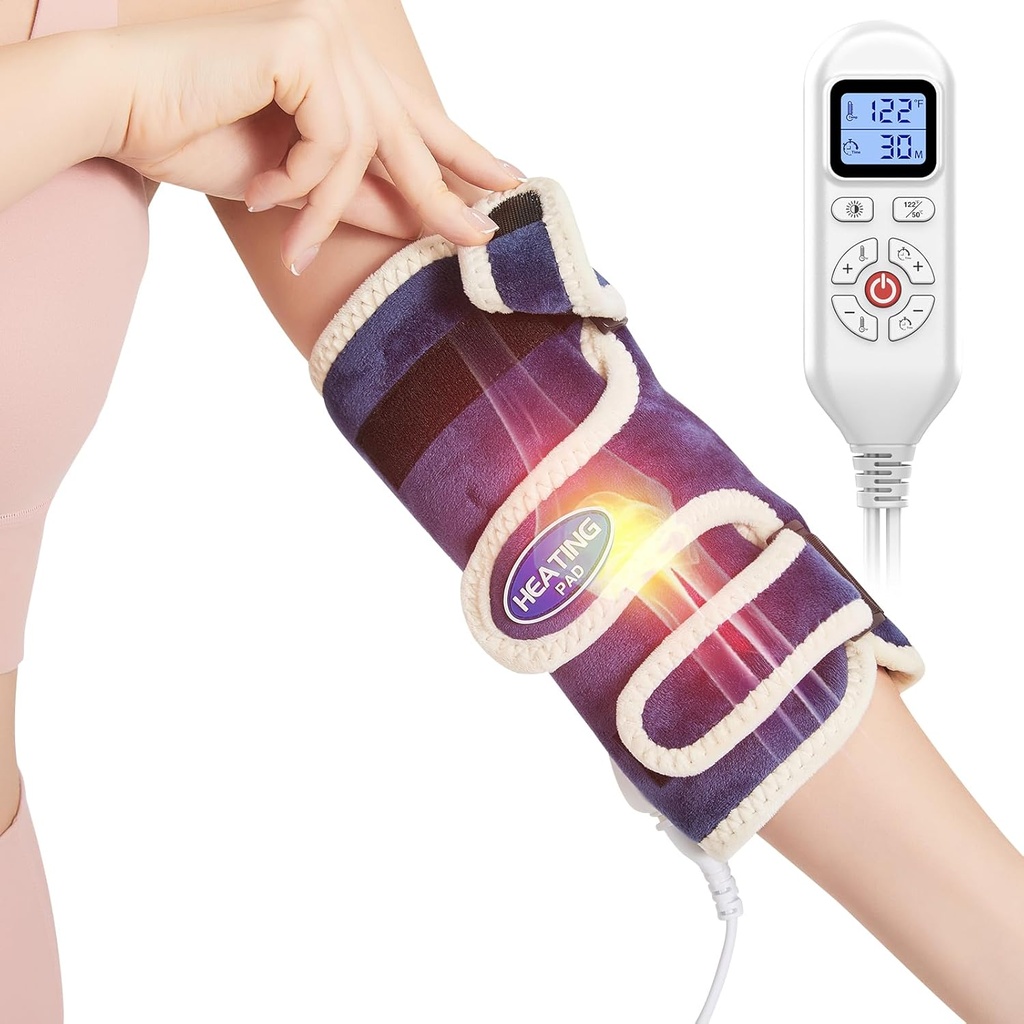 Aoboco AOBOCO Elbow Heating Pad for Pain Relief - Electric Elbow Wrap för Tendonitis Tennis Elbow & Arthritis - Auto Shut Off & 86° F-158° F Justerbar Tennis Elbow Brace Men och Kvinnor, Navy Blue