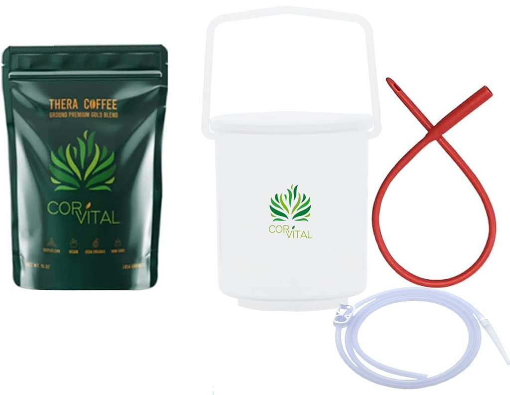 Kaffe Enema Kit för Colon Cleansing med 1 LB Enema Coffee - Gerson Godkänd Home Enema Kit - Enema Bucket Kit - Therapy Roast Coffee Detox Cleanse - Enema Coffee Organic