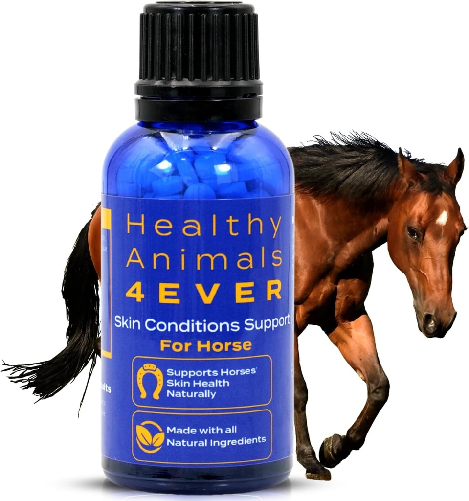 HA4E - Horse Skin Conditions Support - Hjälper till att förebygga Dermatit, Rain Rot & Ringworm - Högeffektivt naturligt, homeopatiskt tillskott - 300 Tabletter