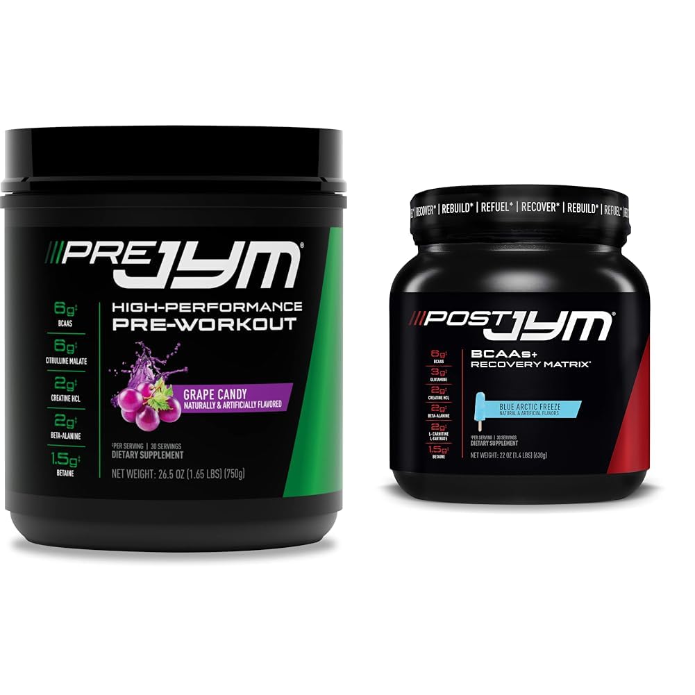 Pre JYM Grape Candy Pre Workout, Post JYM Active Matrix Post-Workout med BCAAs, Kreatin HCI, Beta-Alanine | 30 portioner