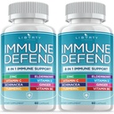 8 in 1 Immune Defense Support, Immunity Vitamins Supplement Booster Zinc 50mg, Vitamin C Elderberry VIT D3 5000 IU, Turmeric Curcumin & Ginger, Echinacea - Allergy Relief for Kids Adults (2 Pack)