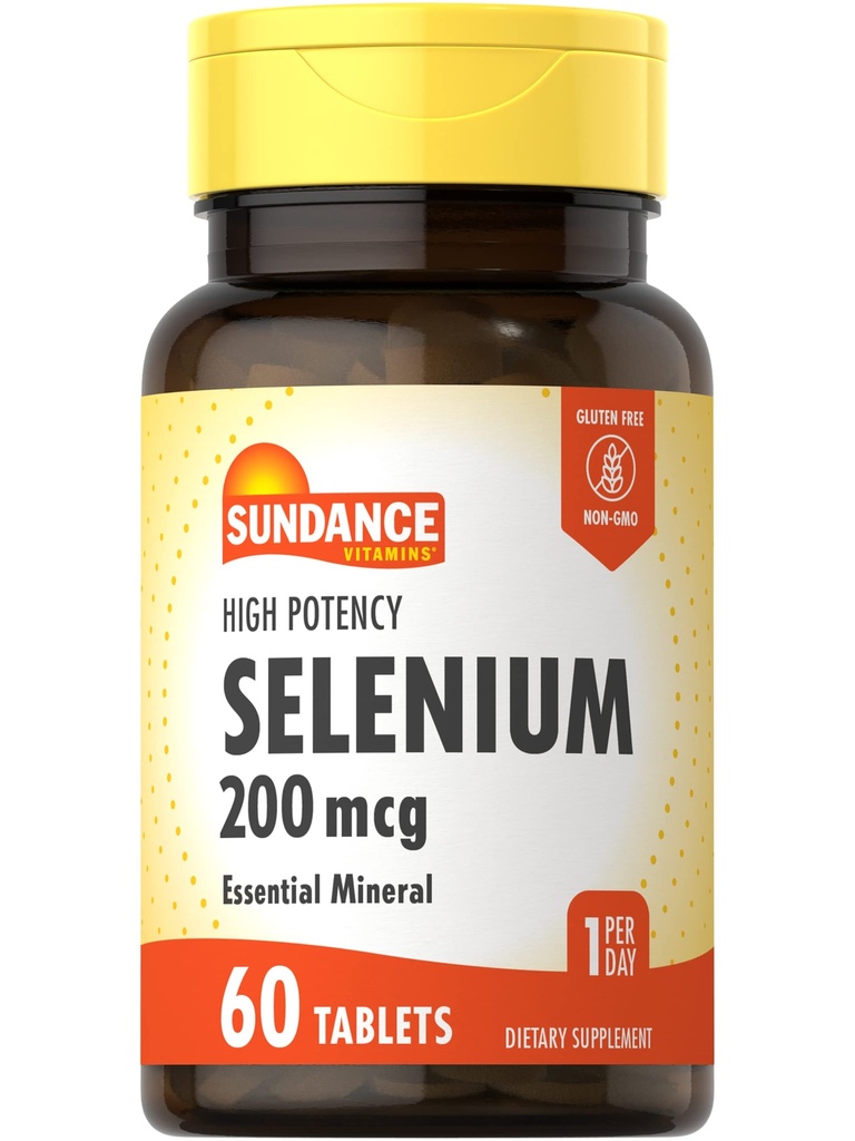 Sundance Selenium 200mcg | 60 tabletter | High Potency Formel | Vegetarian, icke-GMO och Gluten Free Essential Mineral Supplement