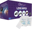 Care Touch Lens Wipes för glasögon - 100 greve Individuellt inslagna pre-fuktad torkar, 5 x 6 tum-kameralinser, solglasögon och glas renare, - Gentle och portabel för rengöring av optiska enheter