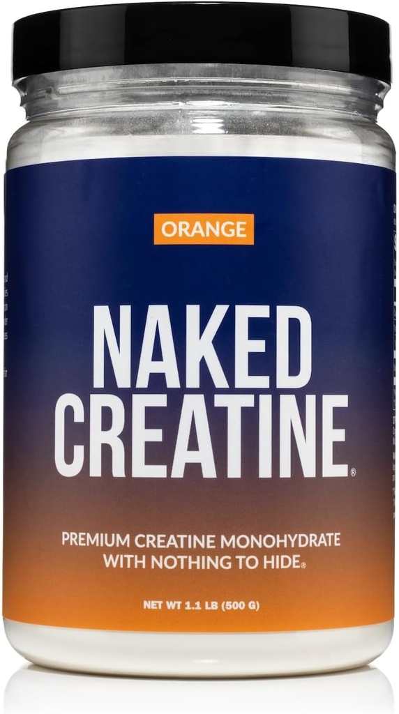 NAKED Pure Micronized Orange Creatine Monohydrate - 36 portioner - 500 Grams, 1.1Lb Bulk, Vegan, Non-GMO, Gluten Free, Soy Free. Aid Strength Gains, No Additives