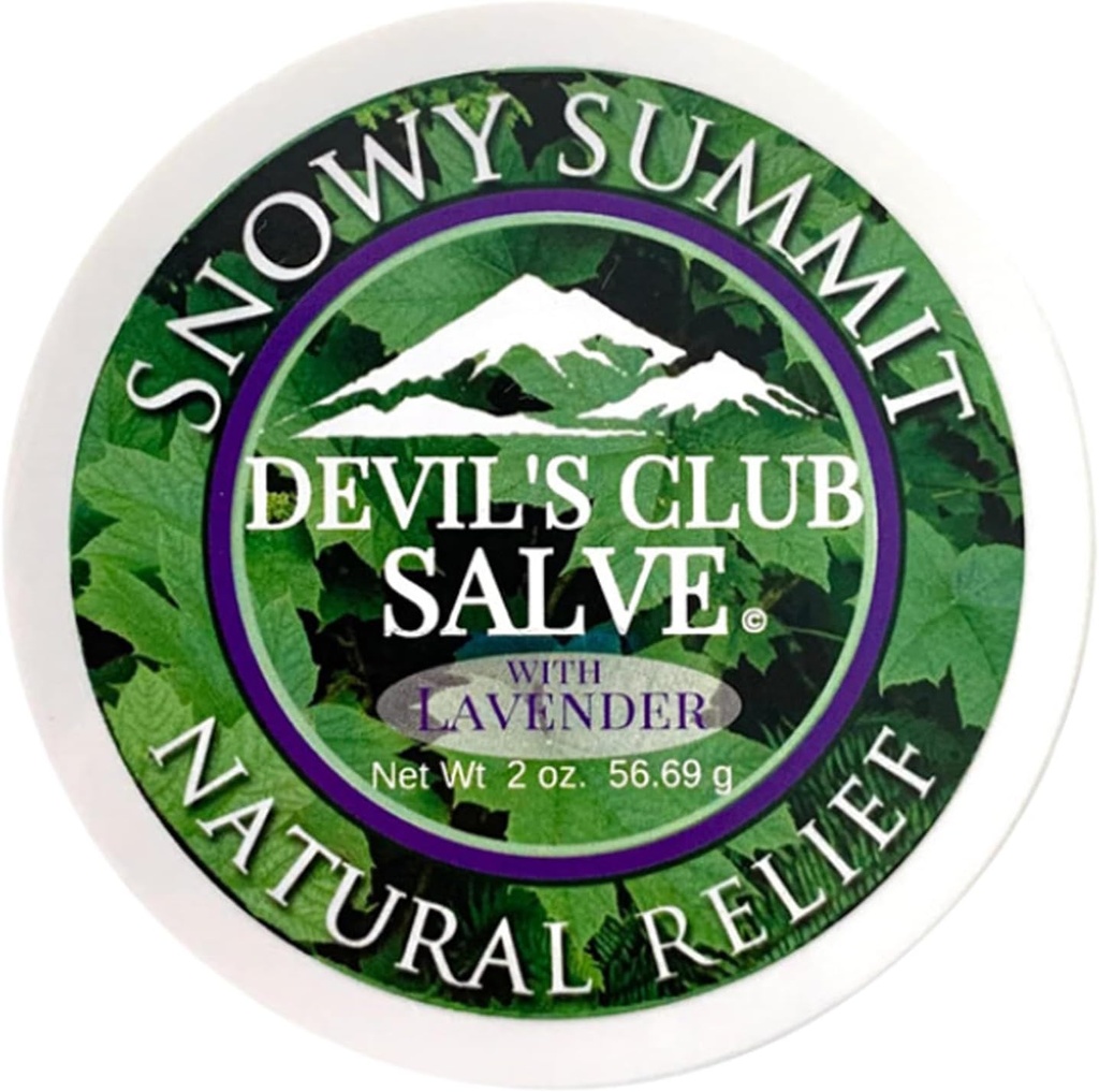 Snowy Summit Alaska Devil's Club Lavender Salve - Handmade Skin Care Ointment med Lavender - Natural Muscle Rub med Premium, Ansvarsfullt källade växtmaterial - Tillverkad i USA - 2 oz