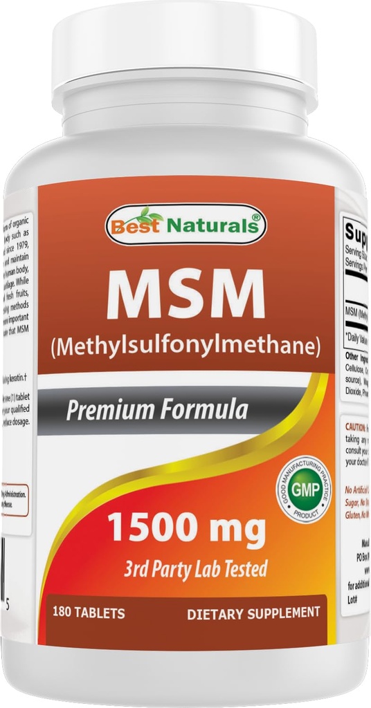 Bästa naturliga MSM 1500 mg 180 tabletter