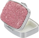 Pill Organizer Travel, Square Small Metal Pill Box Case,Compact Medicine Vitamin Container,Portable Pill Holder Bottle för kvinnor (rosa)