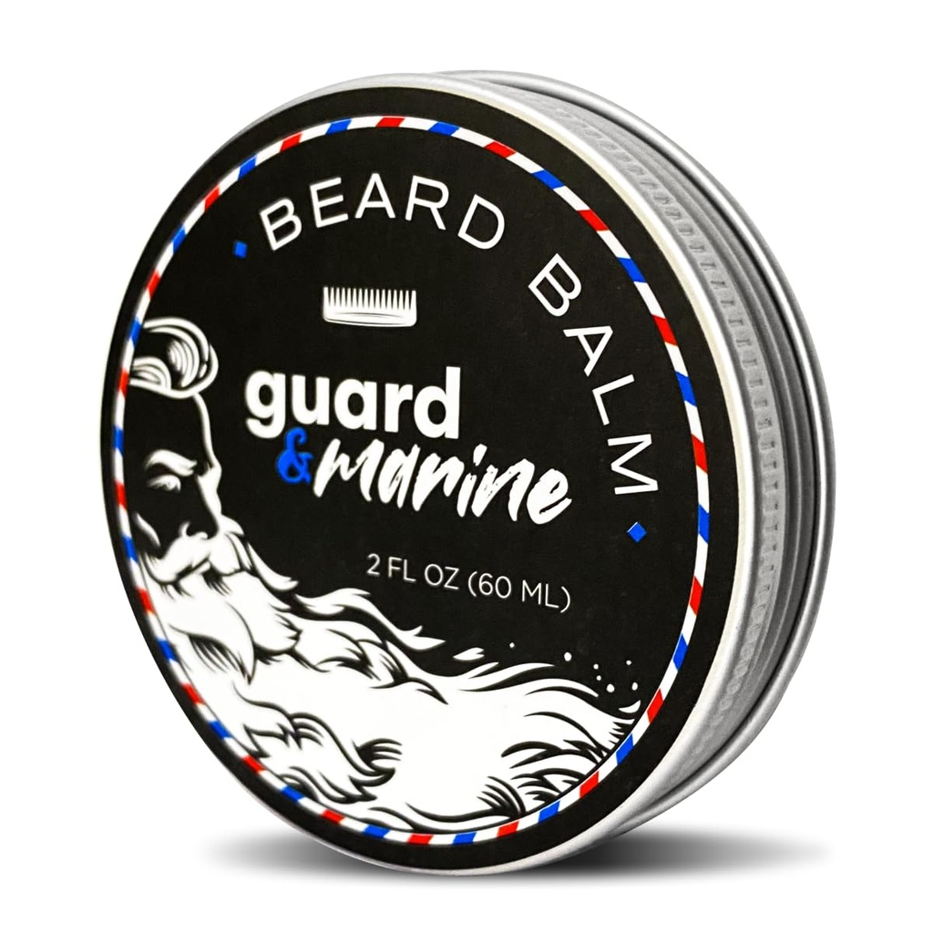 Guard & Marine Beard Growth Balm - 2 oz. Effektiv naturlig formel med Biotin för skägg & Mustache Care, Hydration och Styling, Leave-in Beard Conditioner & Unscented Moisturizer för Män