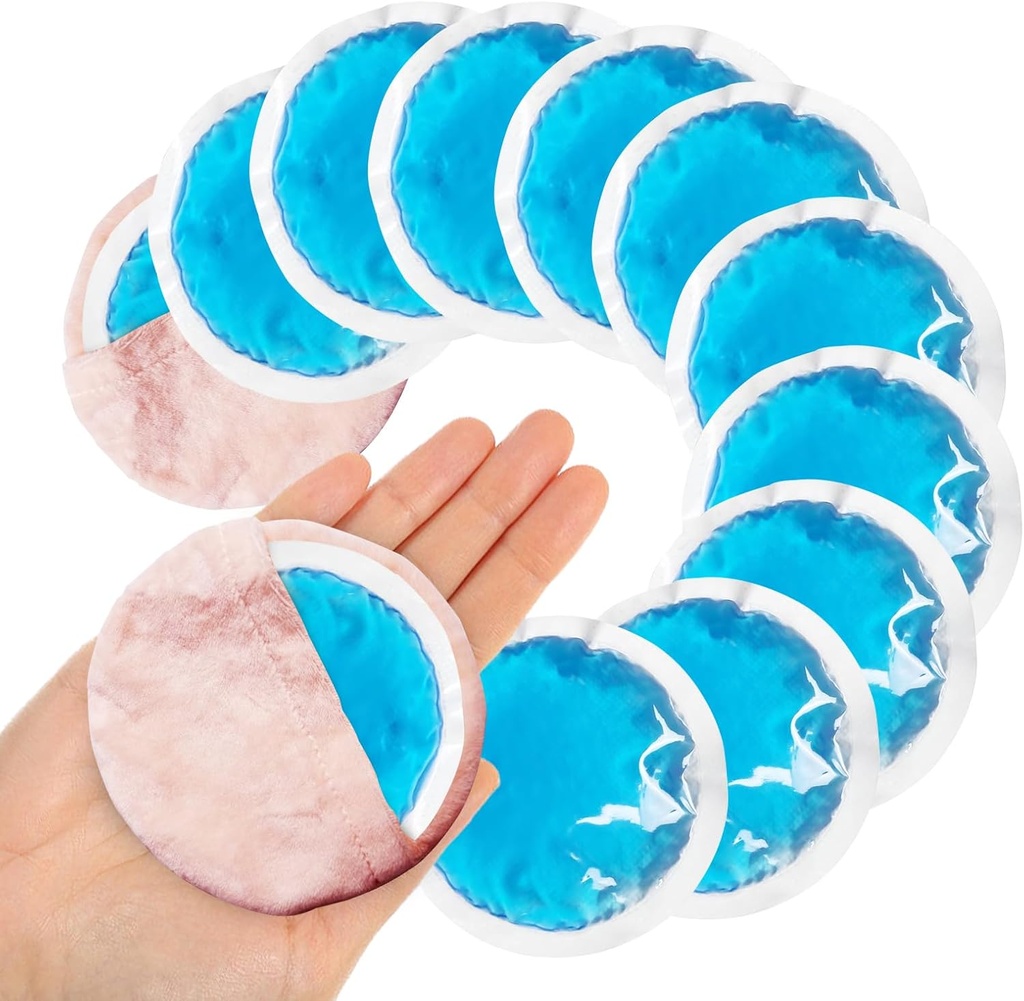 Små runda isförpackningar för skador, 12 Pack Soft Cosmetic Ice Packs för ansikte, återanvändbar varmt kallt gel Pack Circular Cold Compress med 2 Wrap för smärtlindring, Toothaches, bröstkirurgi, visdom tänder