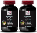 Näringsstöd - RESVERATROL COMPLEX - Berry fördelar, daglig ökning, granatäpple energi, smakfull ökning, aktiv livsstil, Goji Berry Support, Noni Power, Hydration Factor 2 flaskor 120 Caps