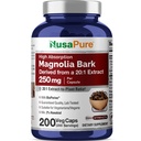 NusaPure Magnolia Bark 20:1 Extrakt, 250 mg Equivalent till 5 000 mg 200 Vegan Vegetariska kapslar Non-GMO