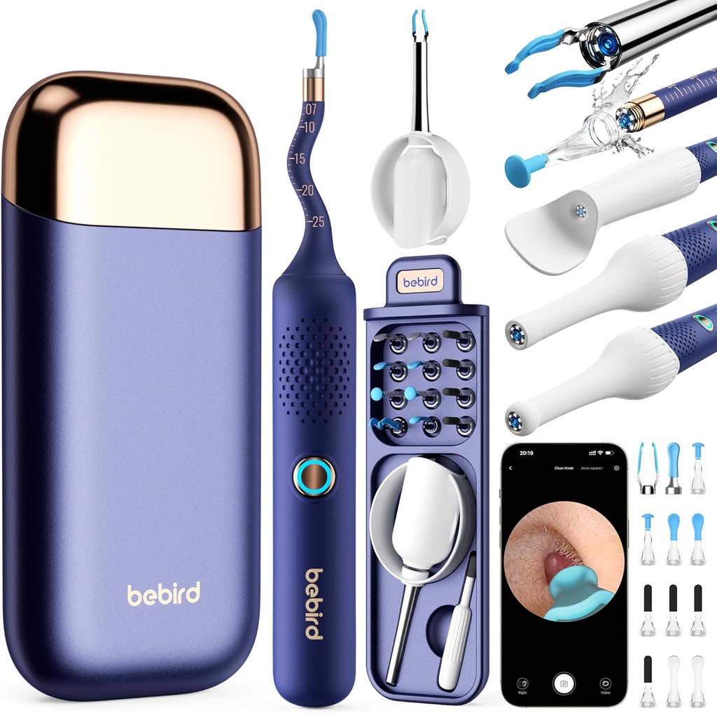 BEBIRD Flexible Ear Wax Removal Tool Camera, FSA HSA Eligible Items, Wireless Smart Visual Ear Cleaning Kit med 13-Piece Tips, HD Camera Ear Otoscope med Tweezers, Earsight Plus B31R Earwax Cleaner