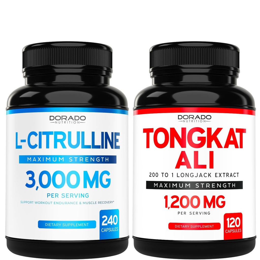 L Citrulline 3000mg Supplement (240 greve) L Arginine & Nitric Oxide Pills - Tongkat Ali För Män 1200mg 200 till 1 extrakt - (120 greve) Stöd,Drive & Athletic Performance - Vegan & USA Made
