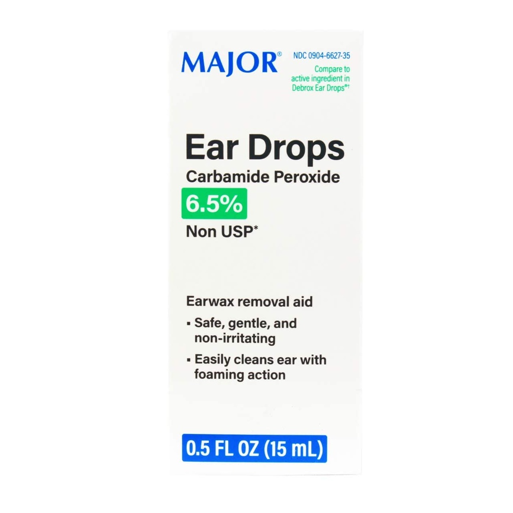 Major Pharmaceuticals 255984 Otic Ear Drop, Jämför med Debrox, 15 mL Volym, Boxed