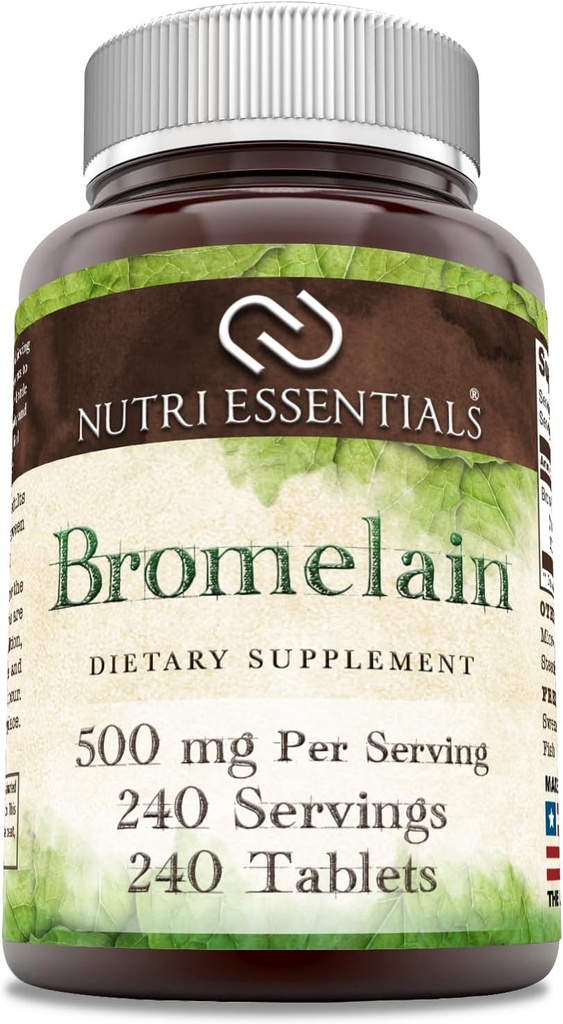 Bromelain 500 mg 240 tabletter tillskott | Icke-GMO | Glutenfri | Tillverkad i USA