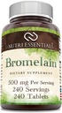 Bromelain 500 mg 240 tabletter tillskott | Icke-GMO | Glutenfri | Tillverkad i USA