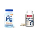 SlowMag Muscle + Heart Magnesiumklorid med kalciumtillskott för att stödja muskelavslappning & Jarrow Formulas MagMind Brain Health med Magtein (Magnesium L-Threonate), Kosttillskott