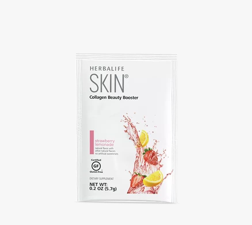 Herbalife Skin Strawberry Lemonade 30 Packets (5.7G) Skin Collagen Beauty Booster: Ingen konstgjord smak, inga konstgjorda sötningsmedel, glutenfri