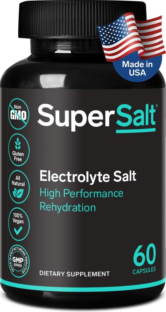 Keto Electrolyte Supplement, Salt Replacement tabletter för snabb oral rehydrering & Post Workout Recovery, Magnesium, Zink, Natrium, Koppar | 60 kapslar | Sluta Leg Cramps och återställa energi