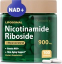 Liposomal Nicotinamide Riboside, NAD Supplement för anti-aging, energi, fokus, 900mg NAD + Tillägg, Resveratrol & Quercetin, -50 Day Supply, 100 kapslar
