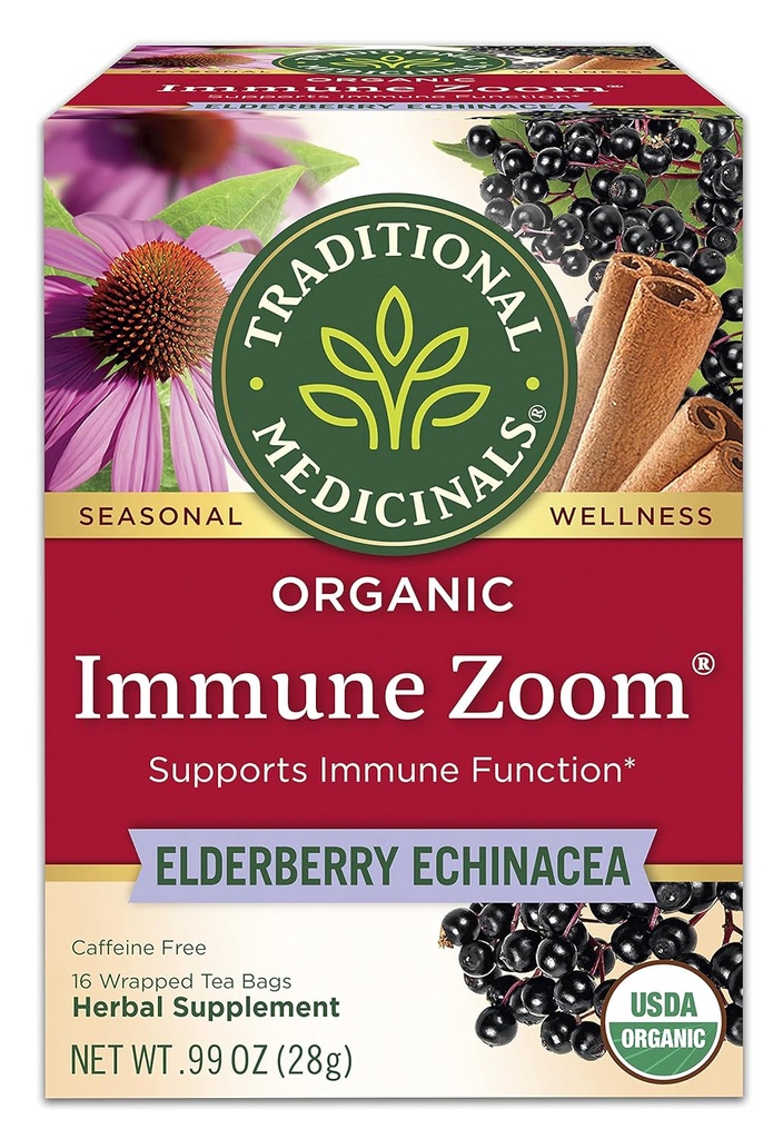 Traditionella mediciner, organisk immun Zoom Echinacea Elderberry Tea Immune Elderberry, 16 greve av 2)
